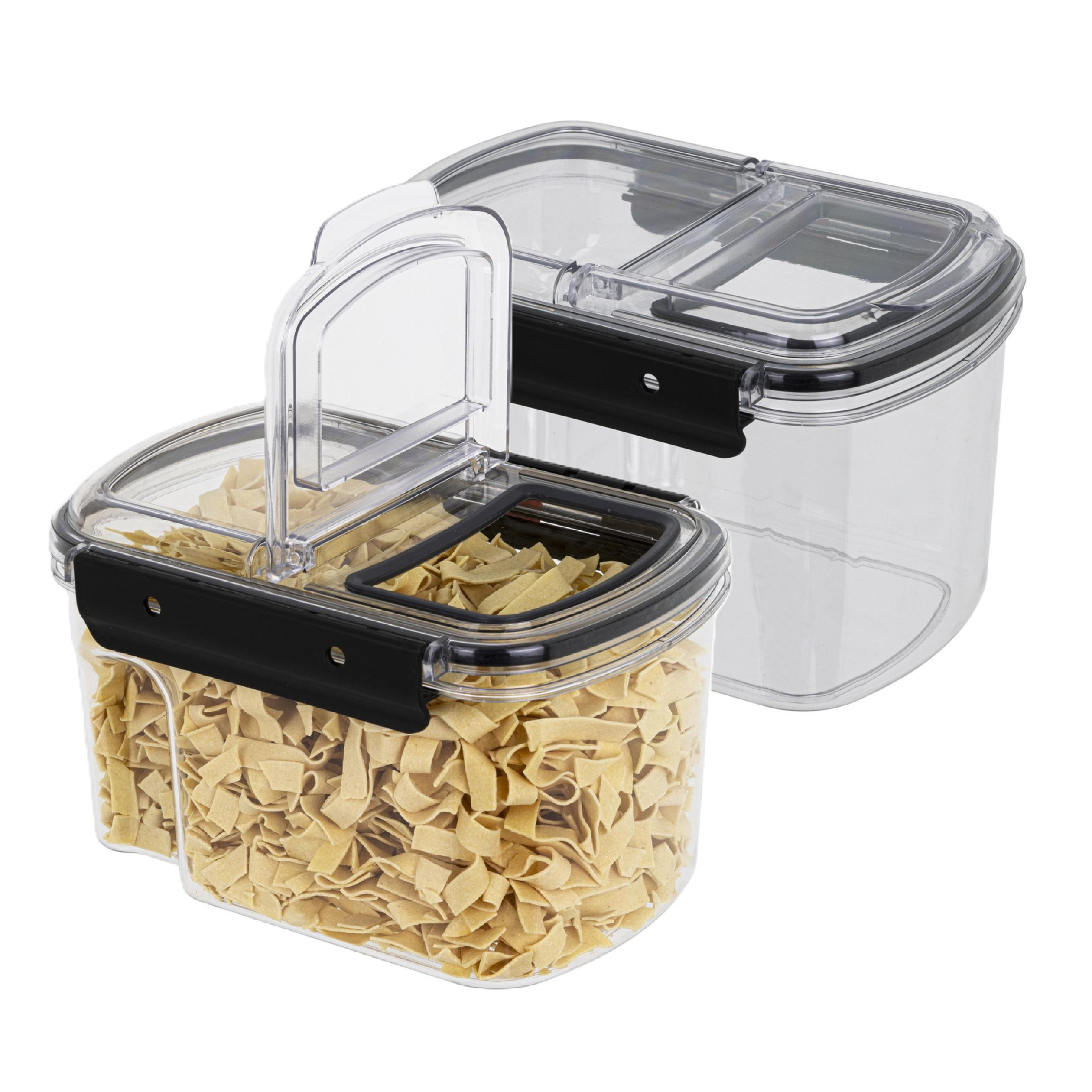 HI Voorraad bus - 2x - transparant - 1700 ml - 14 x 11 x 22 cm - met deksel - voorraadbus/bakjes -