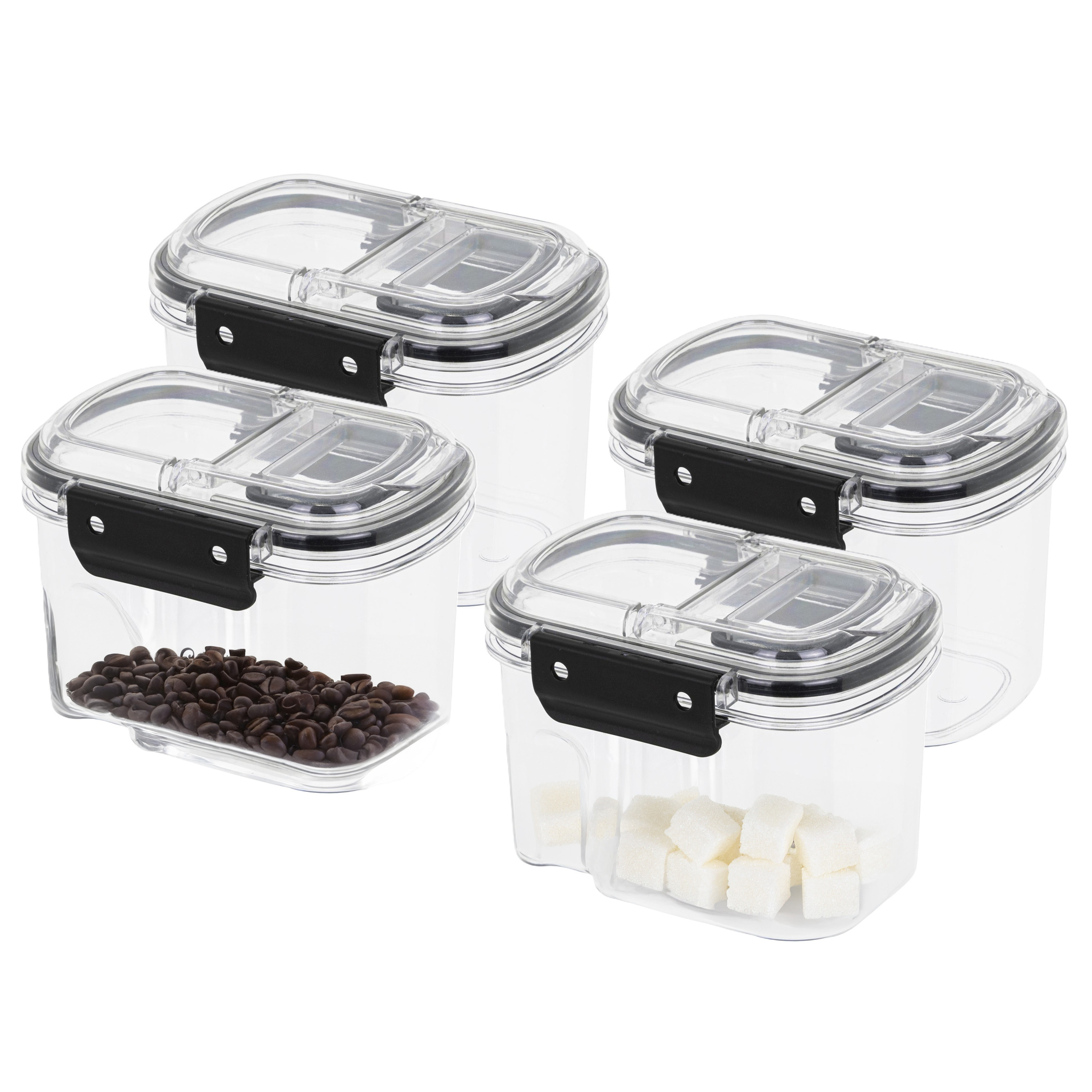 HI Voorraad bus - 4x - transparant - 700 ml - 14 x 11 x 10 cm - met deksel - voorraadbus/bakjes -