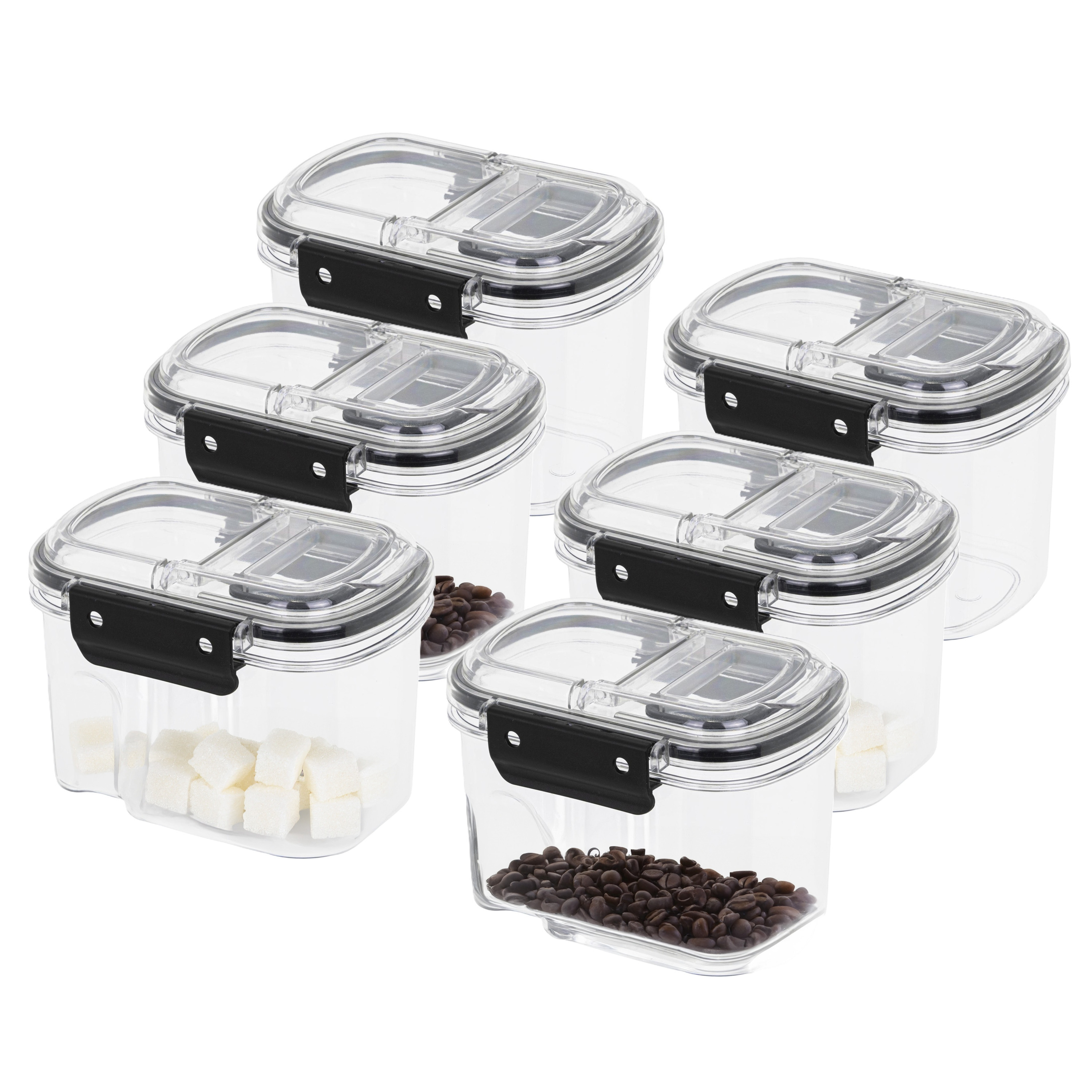HI Voorraad bus - 6x - transparant - 700 ml - 14 x 11 x 10 cm - met deksel - voorraadbus/bakjes -