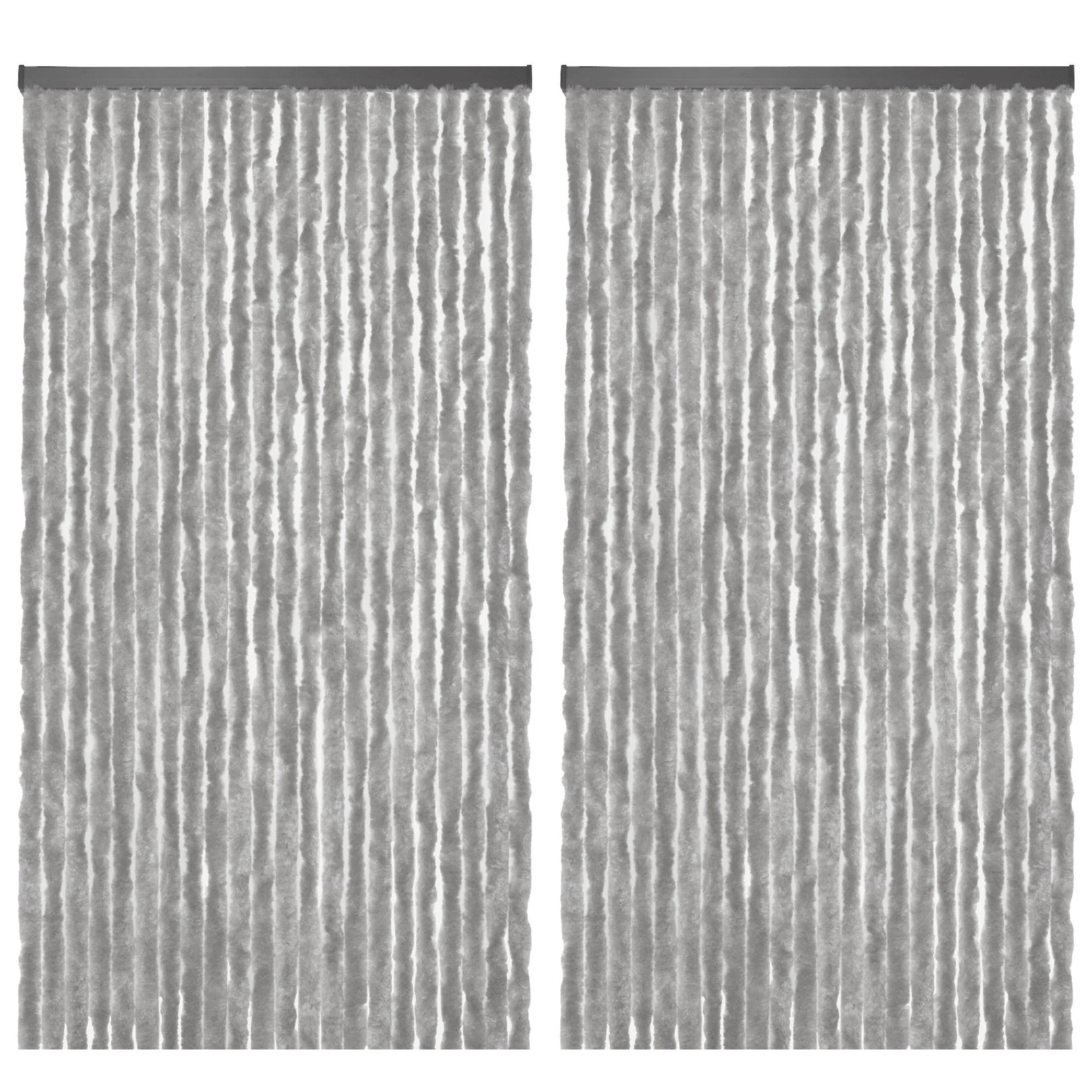 Merkloos Vliegengordijn kattenstaart - 2x - grijs - 90 x 220 cm - deurgordijn - insecten gordijn -