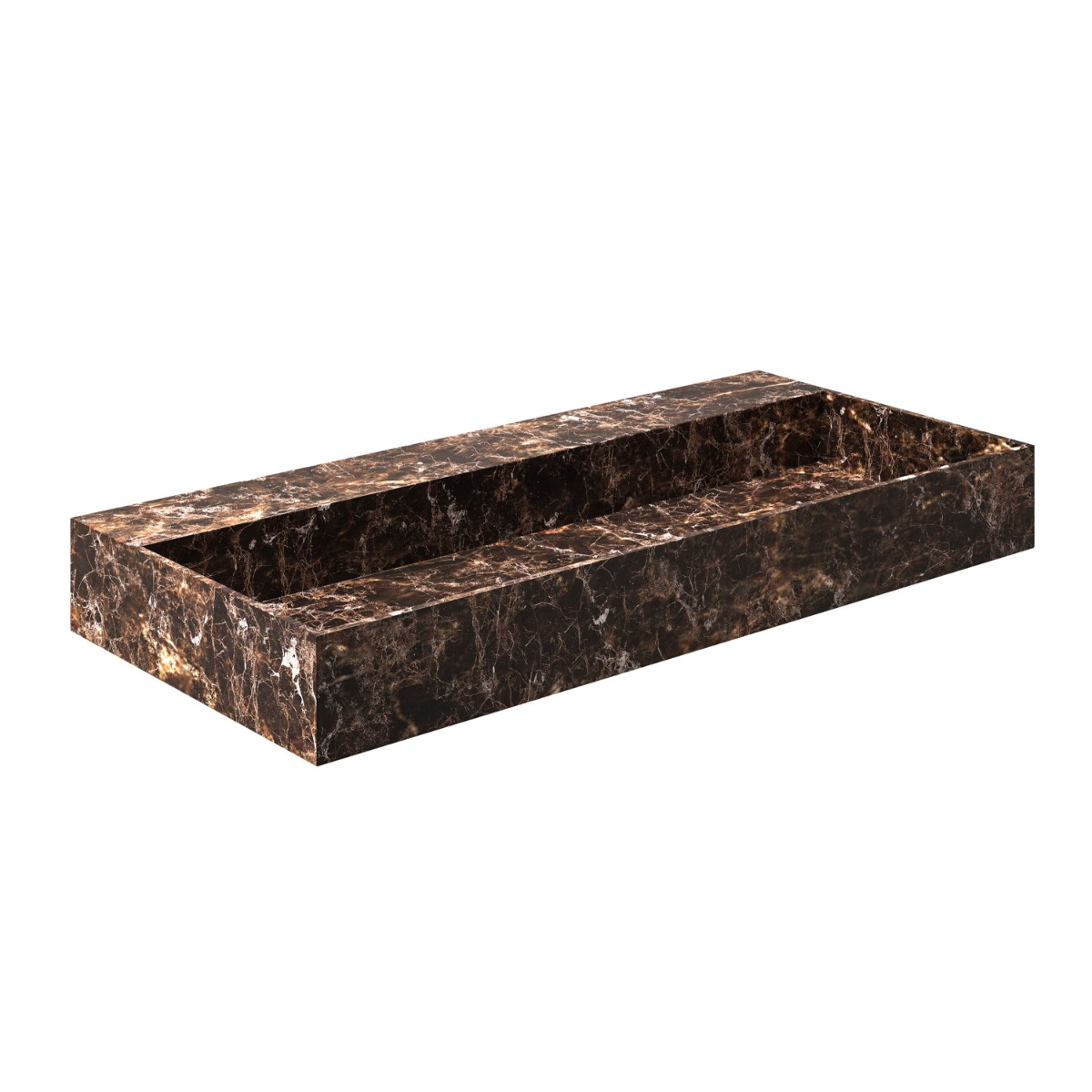 Saniclear Dark Emperador marmeren wastafel 100x46cm zonder kraangat
