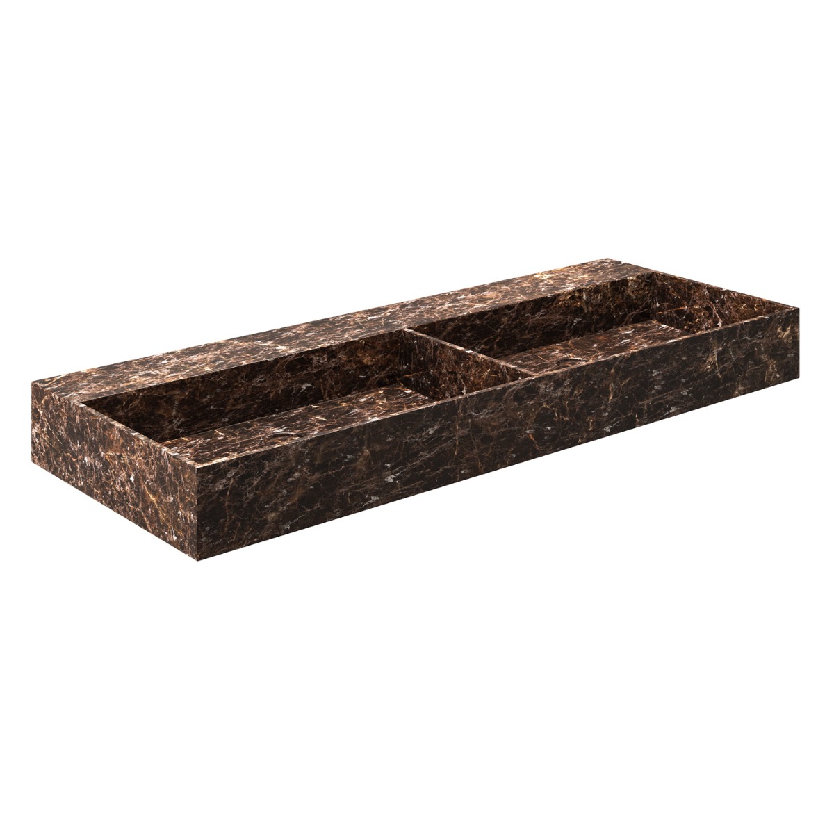 Saniclear Dark Emperador marmeren wastafel 120x46cm zonder kraangaten