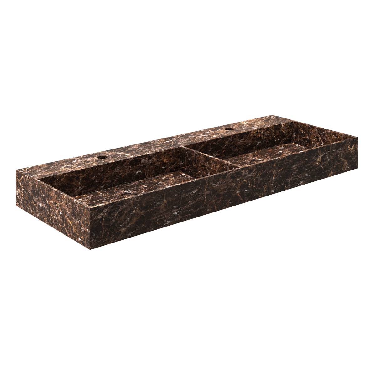 Saniclear Dark Emperador marmeren wastafel 120x46cm met kraangaten