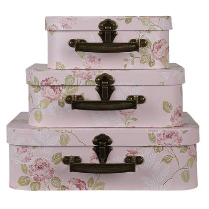 Clayre & Eef Decoratie koffer Set van 3 30x21x9|25x18x9|20x16x8 cm