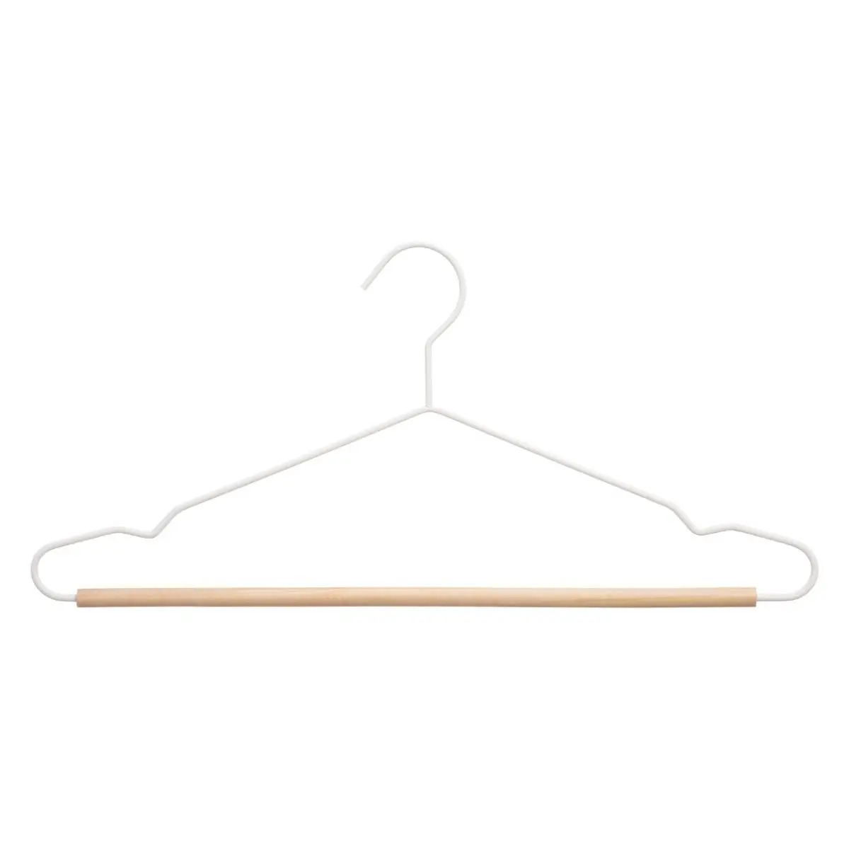 5five Kledinghangers - 2x - wit - x 19 cm - metaal/hout - Kledingkast hangers/kleerhangers -