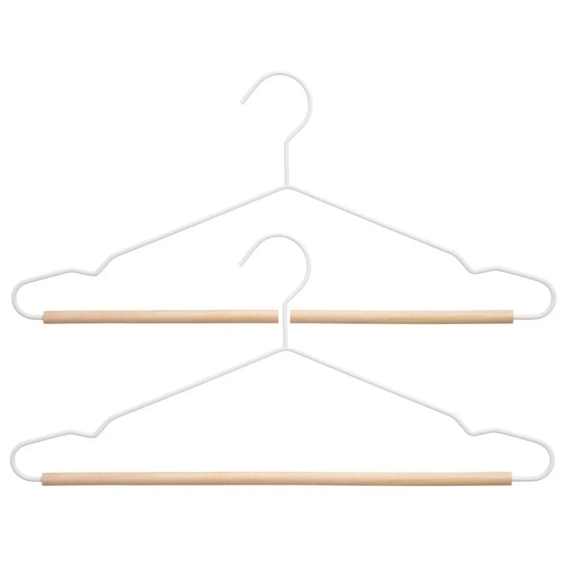 5five Kledinghangers - 12x - wit - x 19 cm - metaal/hout - Kledingkast hangers/kleerhangers -