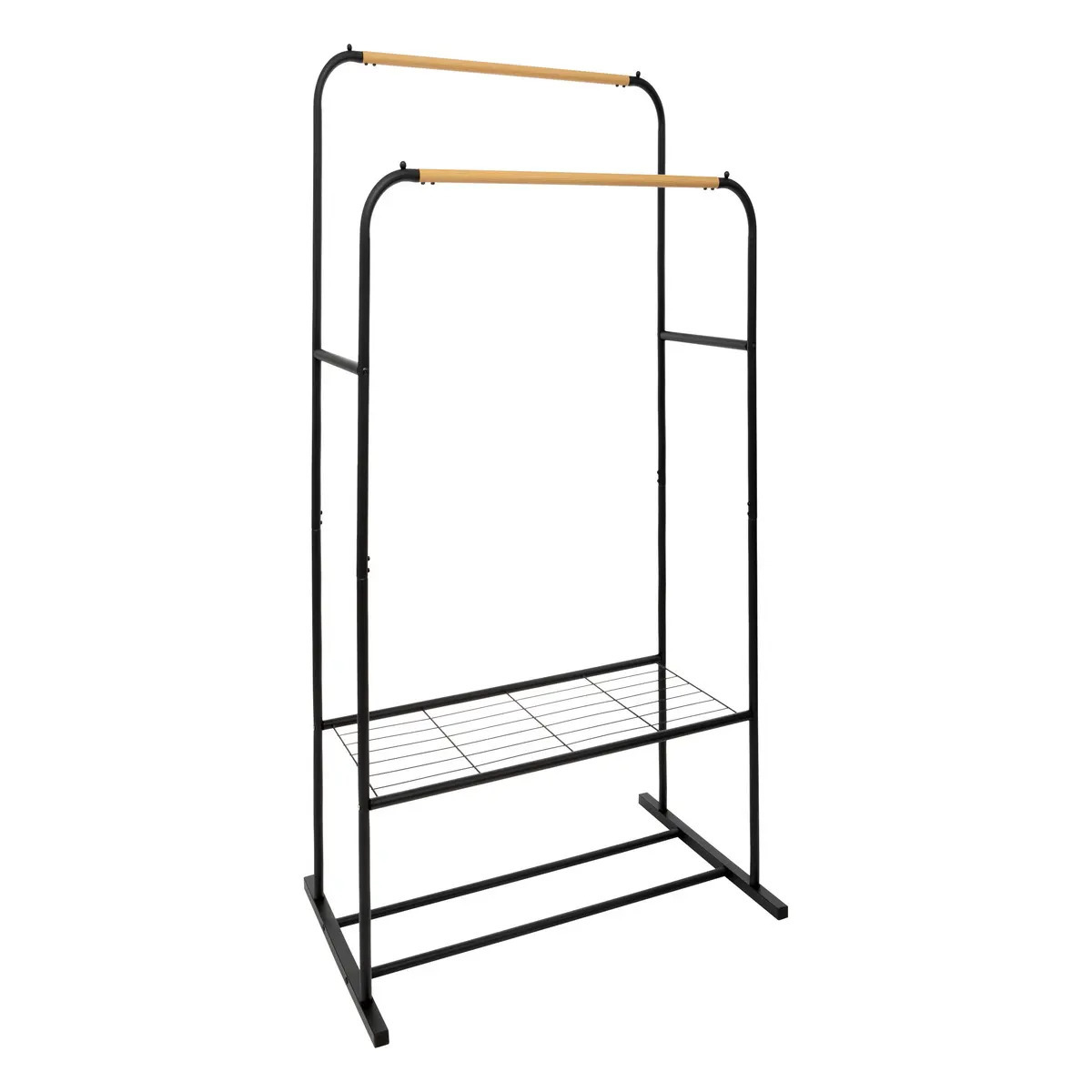 5five Kledingrek Artemis met dubbele stang - metaal - zwart/naturel - 82 x 50 x 153 cm -