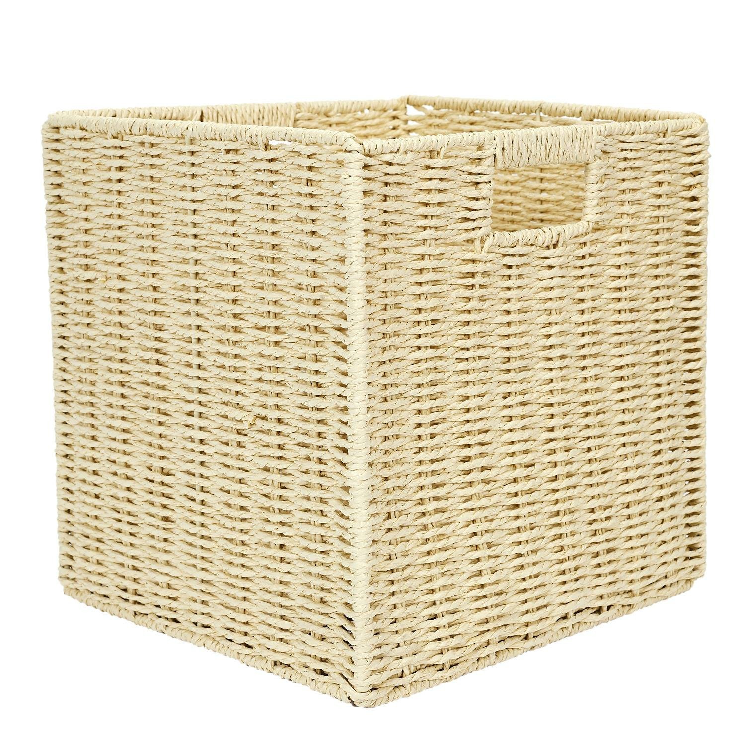 Home Deco Factory Opbergmand/kastmandje - Naturel - 30 x 30 x 30 cm - 29 liter - Vakkenkast manden - Gevlochten -