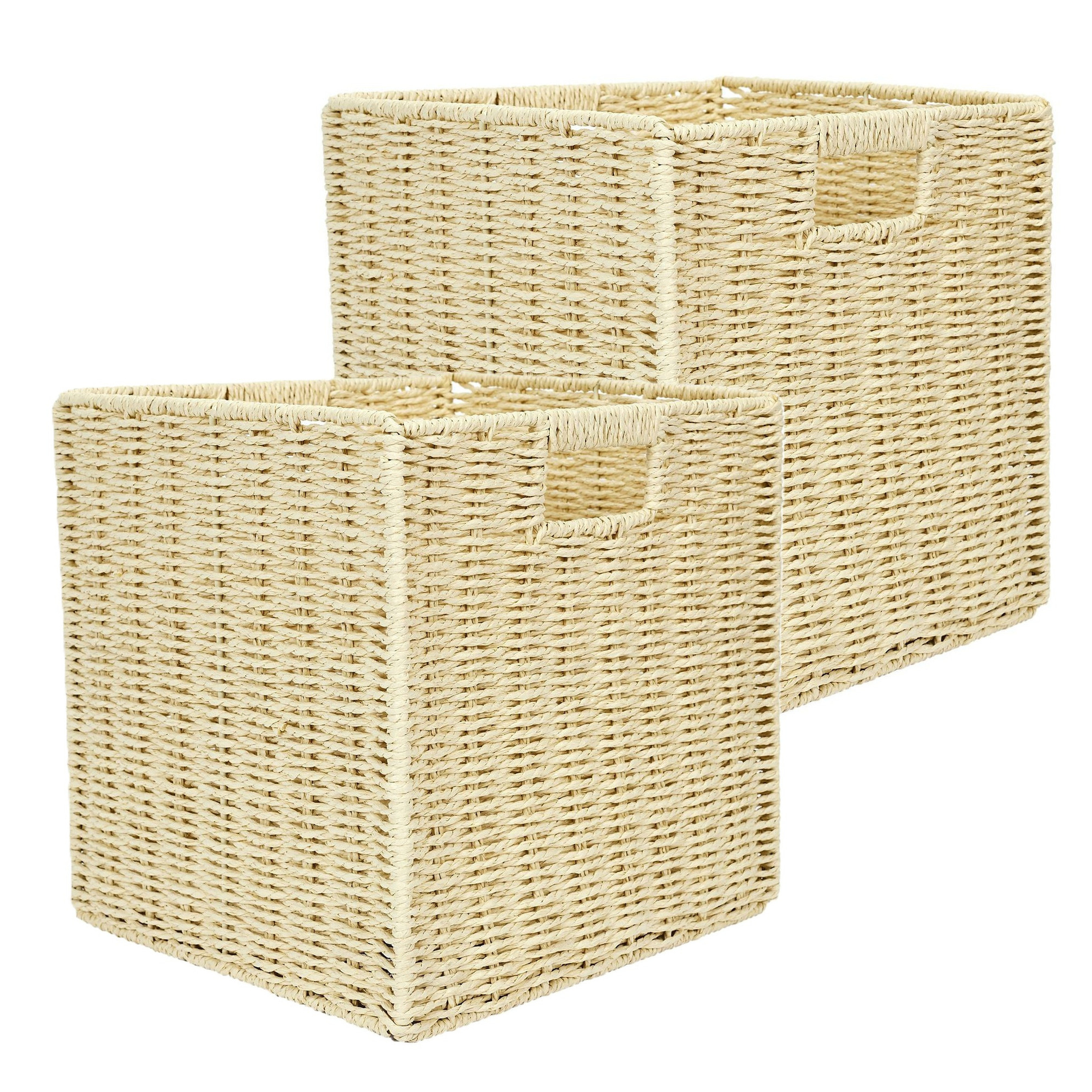Home Deco Factory Opbergmand/kastmandje - 2x - Naturel - 30 x 30 x 30 cm - 29 liter - Vakkenkast manden - Gevlochten -