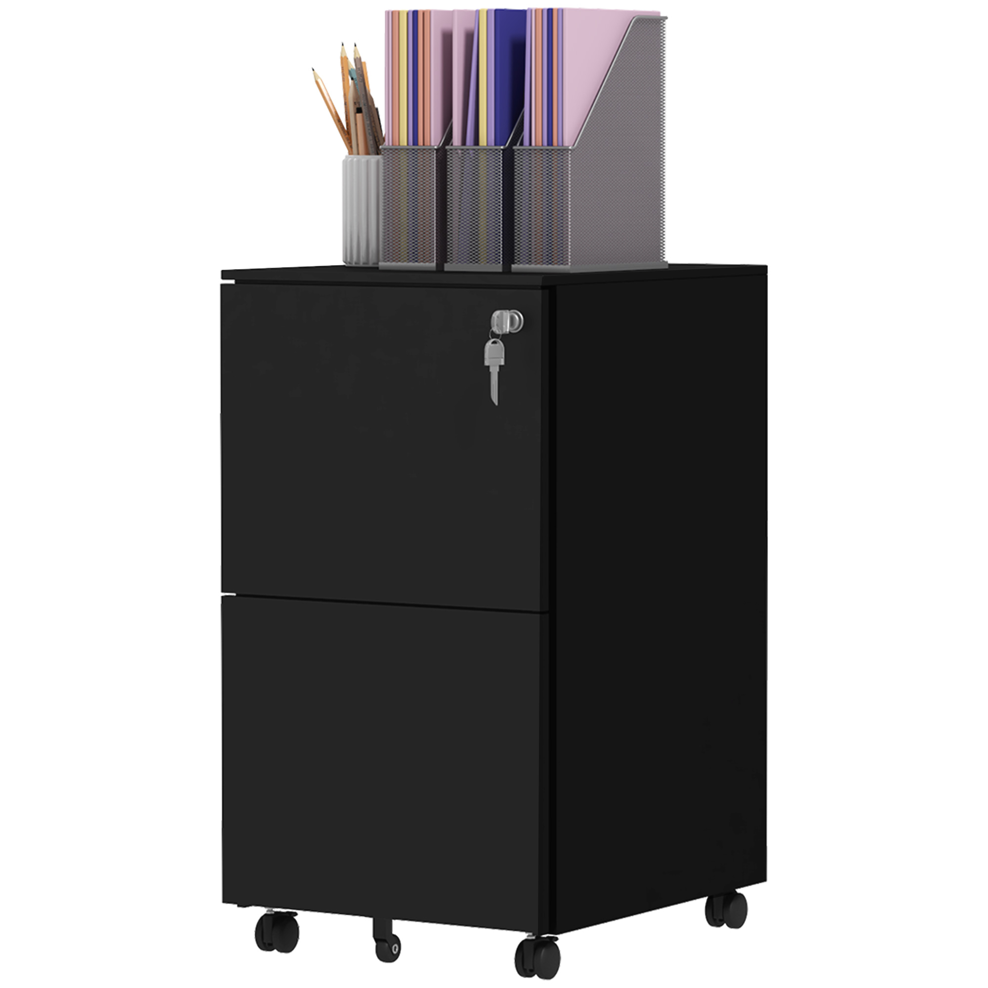 Vinsetto hondenbox, stevige hondenkooi met bodembak en vergrendeling, gemakkelijk verplaatsbaar met wielen, 94 x 58 x 78 cm, zwart | Aosom.nl