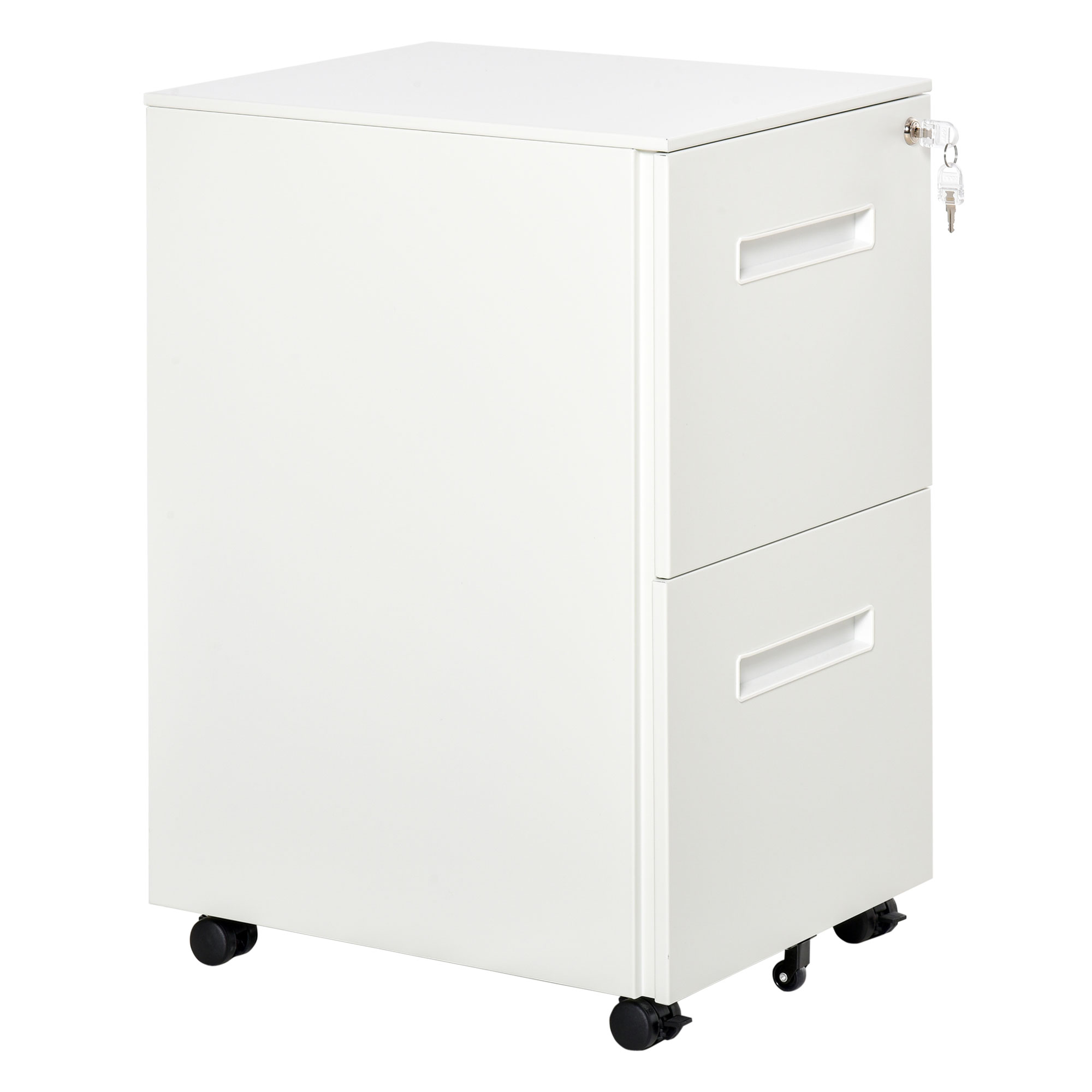 Vinsetto Rolcontainer, multifunctionele archiefkast, centraal afsluitbaar, stalen behuizing, ruimtebesparend, 39 x 48 x 67 cm, Wit | Aosom.nl