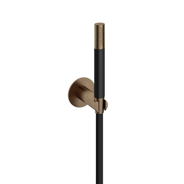 Hotbath Cobber M443 staafhanddouche met wandsteun en doucheslang 150cm messing verouderd verweerd M443AB