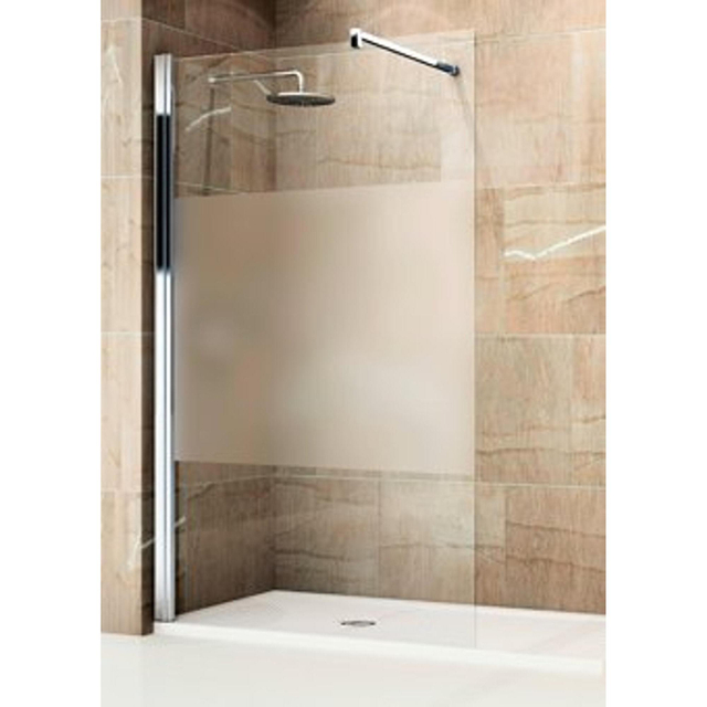 Novellini Giada inloopdouche H 140x195cm met muursteun 100cm matchr/satinband GIADAH14044B