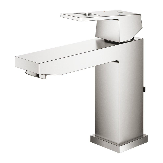 Grohe Eurocube waterbesparende wastafelkraan m-size met waste supersteel 23445DC0