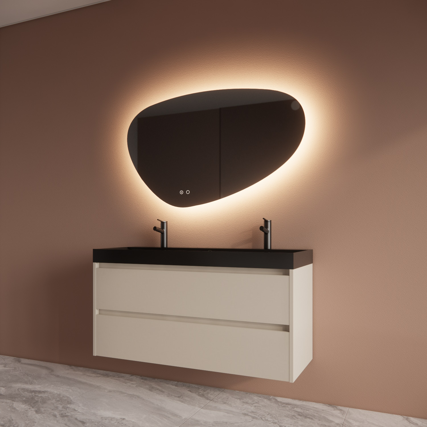 Boss & Wessing Badmeubelset BWS Riga Met Lako Wastafel Zwart 120 cm Kasjmier 