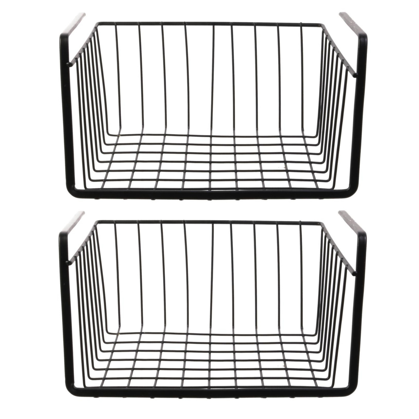 Home Deco Factory Hangmand voor kast - 2x - metaal - 26 x 14 x 26 cm - zwart - kastmandje - opbergers -