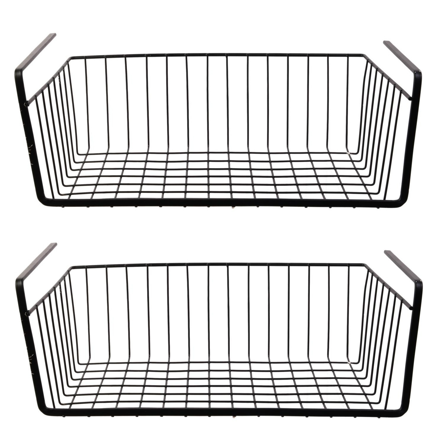Home Deco Factory Hangmand voor kast - 2x - metaal - x 26 x 14 cm - zwart - kastmandje - opbergers -