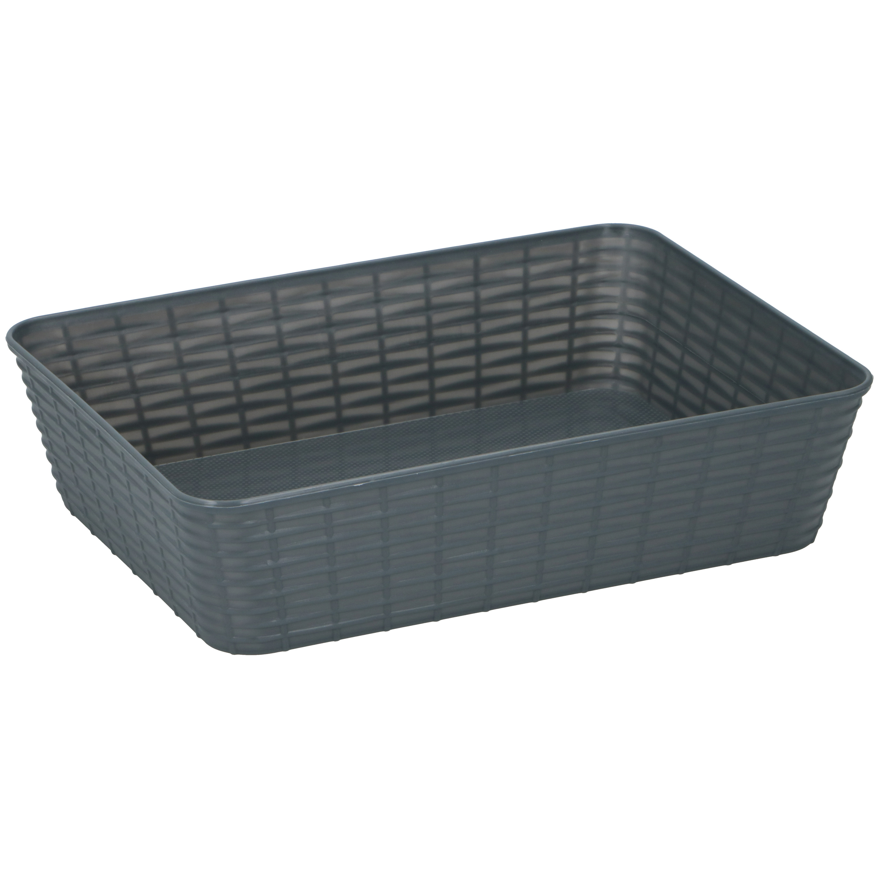 Merkloos 12x Kunststof opbergmandjes antraciet 25 x 19 x 6 cm -