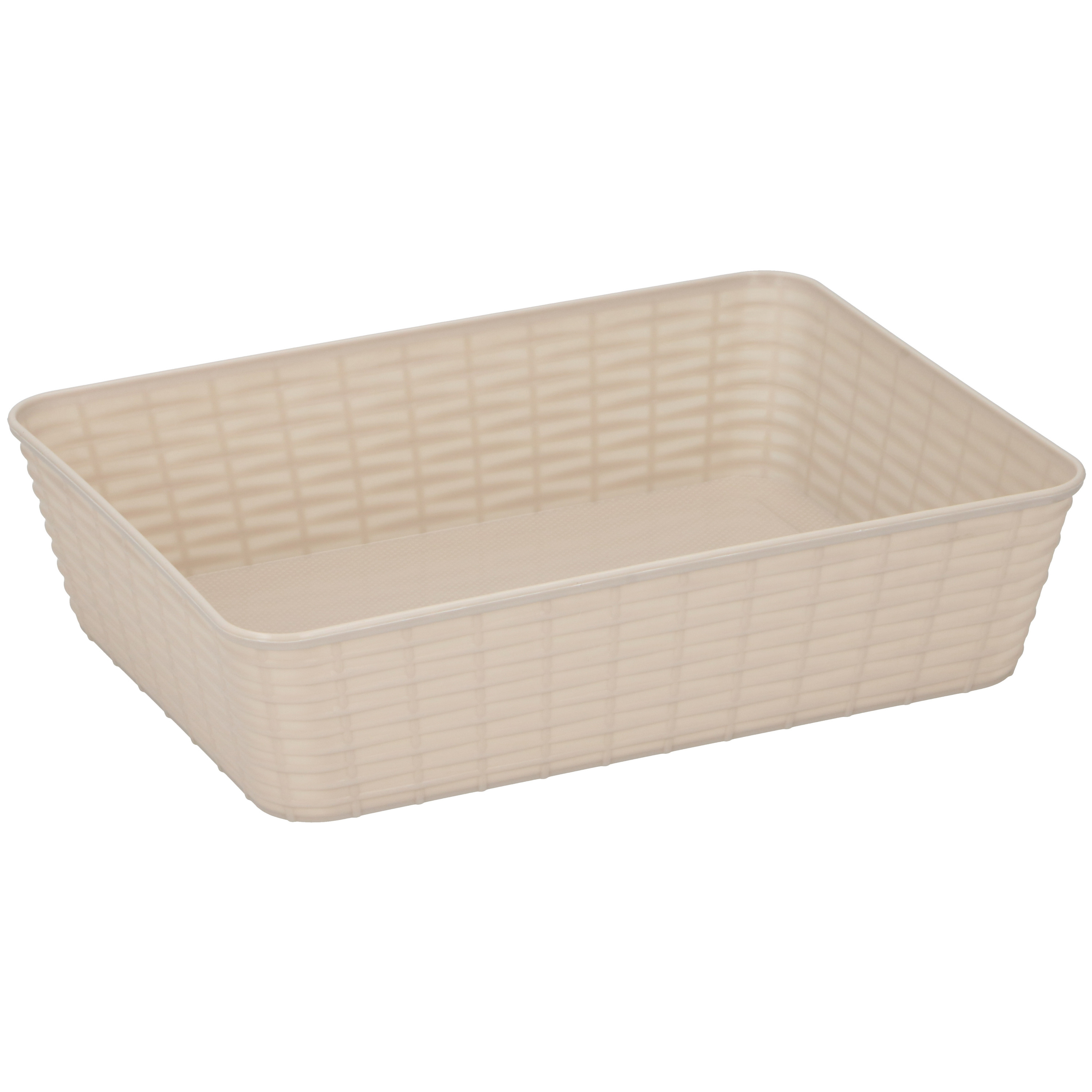 Merkloos 12x Kunststof opbergmandjes beige 25 x 19 x 6 cm -
