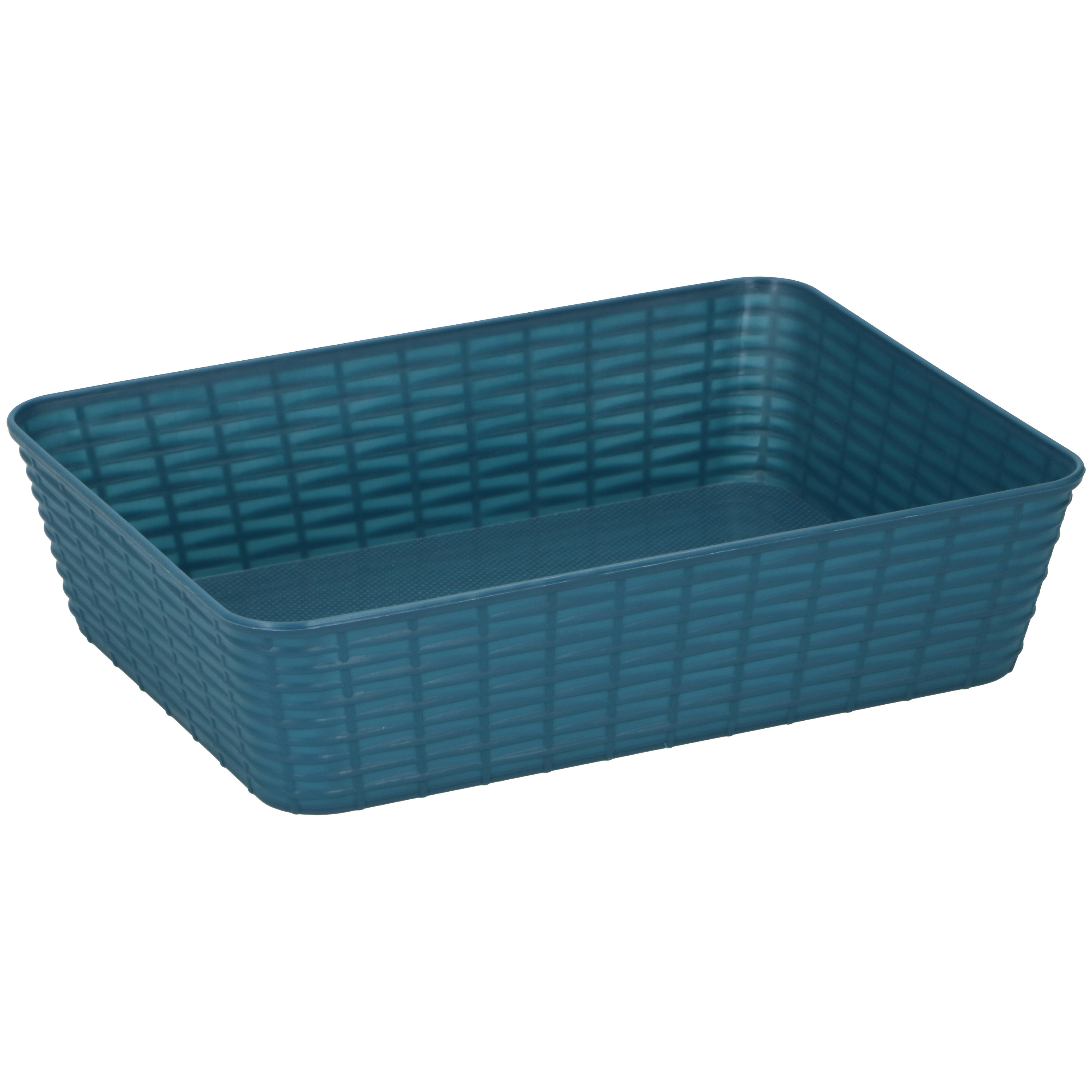 Merkloos 12x Kunststof opbergmandjes blauw 25 x 19 x 6 cm -