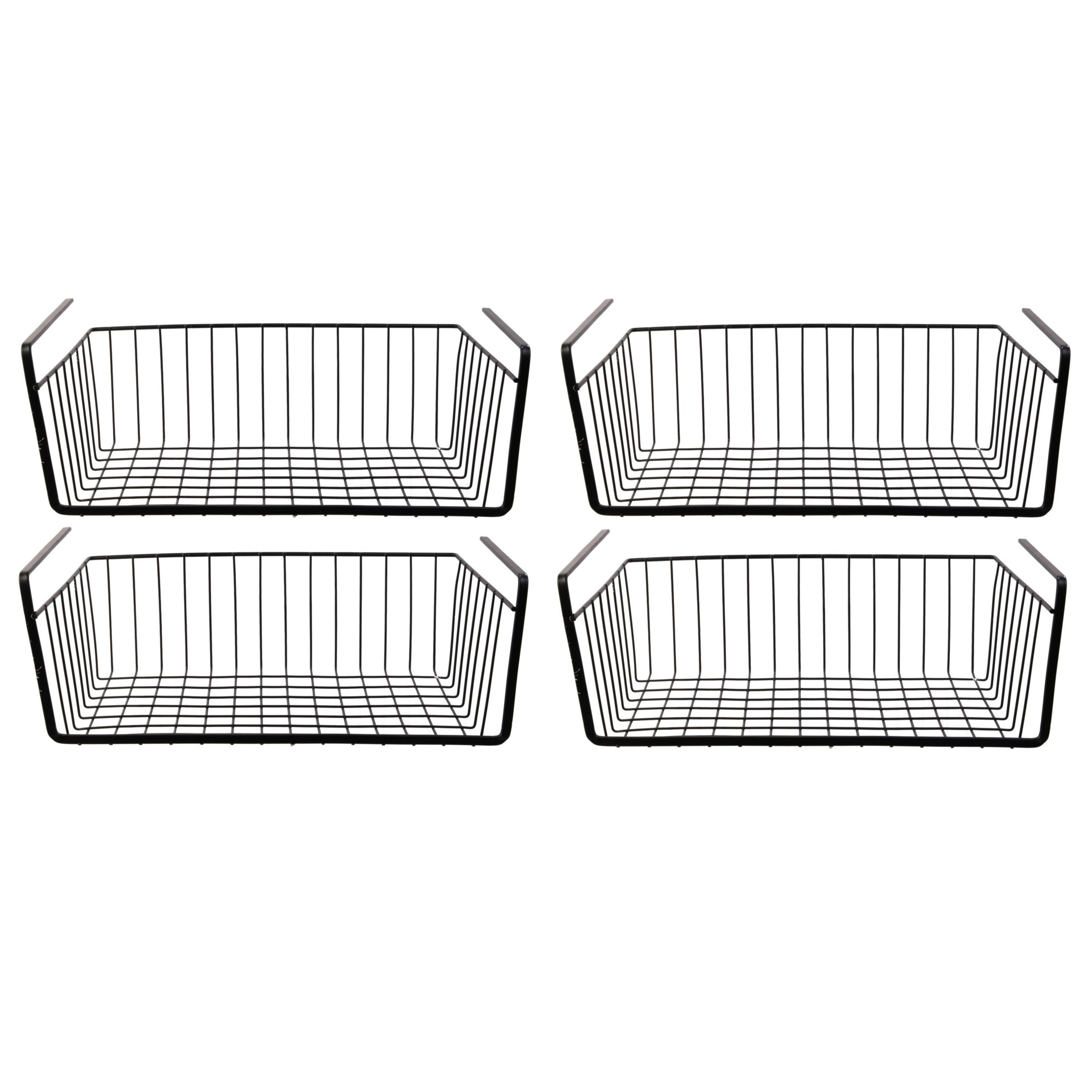 Home Deco Factory Hangmand voor kast - 4x - metaal - x 26 x 14 cm - zwart - kastmandje - opbergers -