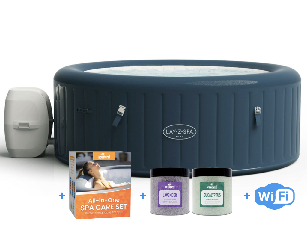 Bestway PREMIUM Lay-Z-Spa Milan Airjet Plus + WiFi + Aquatural Care Set