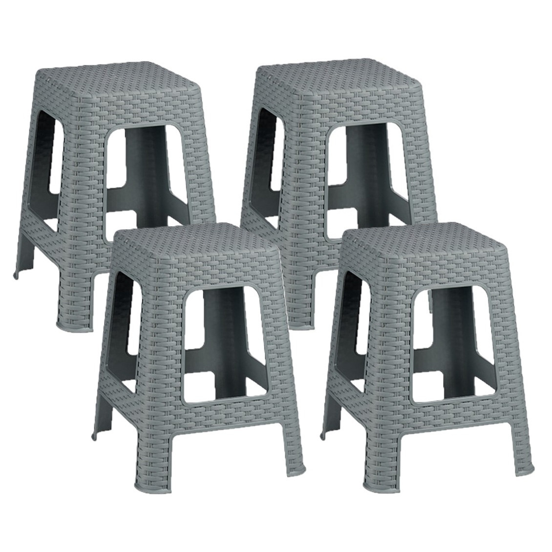 Arte r Zit krukjes - 4x - lichtgrijs - rotan kunststof - x x 45 cm - extra zitplaatsen -