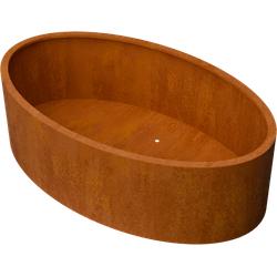 Geroba Ovalu plantenbak ovaal met bodem BC2 2000x1200x600mm - Cortenstaal