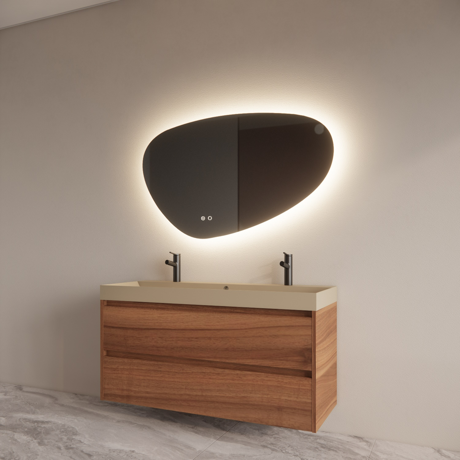 Boss & Wessing Badmeubelset BWS Riga Met Lako Wastafel Cappuccino 120 cm Walnoot 