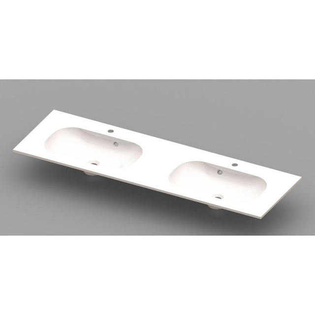 Nemo Spring Ovum inbouwwastafel 160x50x20cm met 2 wasbakken 2 kraangaten met overloop kunstmarmer wit 930971