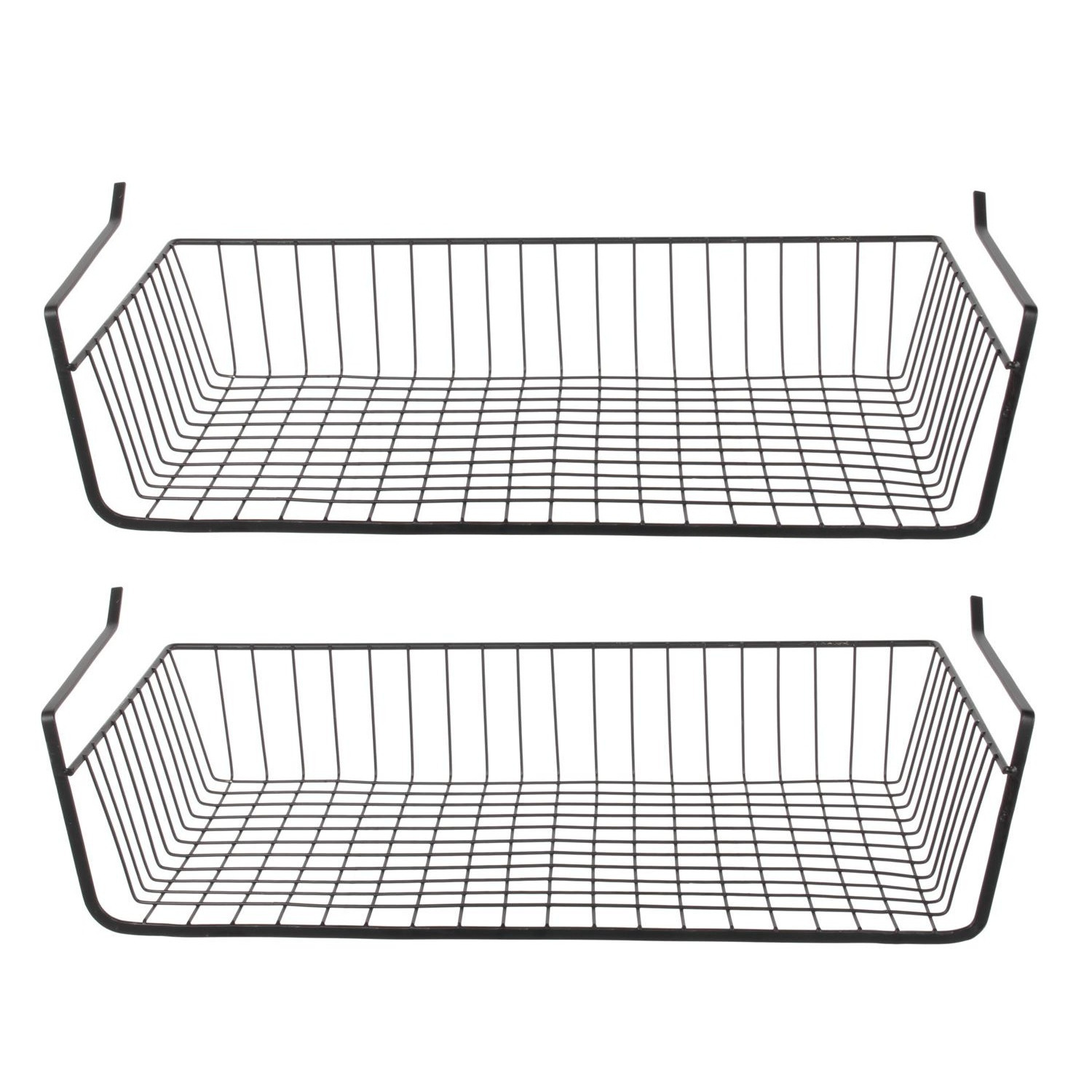 Home Deco Factory Hangmand voor kast - 2x - metaal - 56 x 26 x 14 cm - zwart - kastmandje - opbergers -