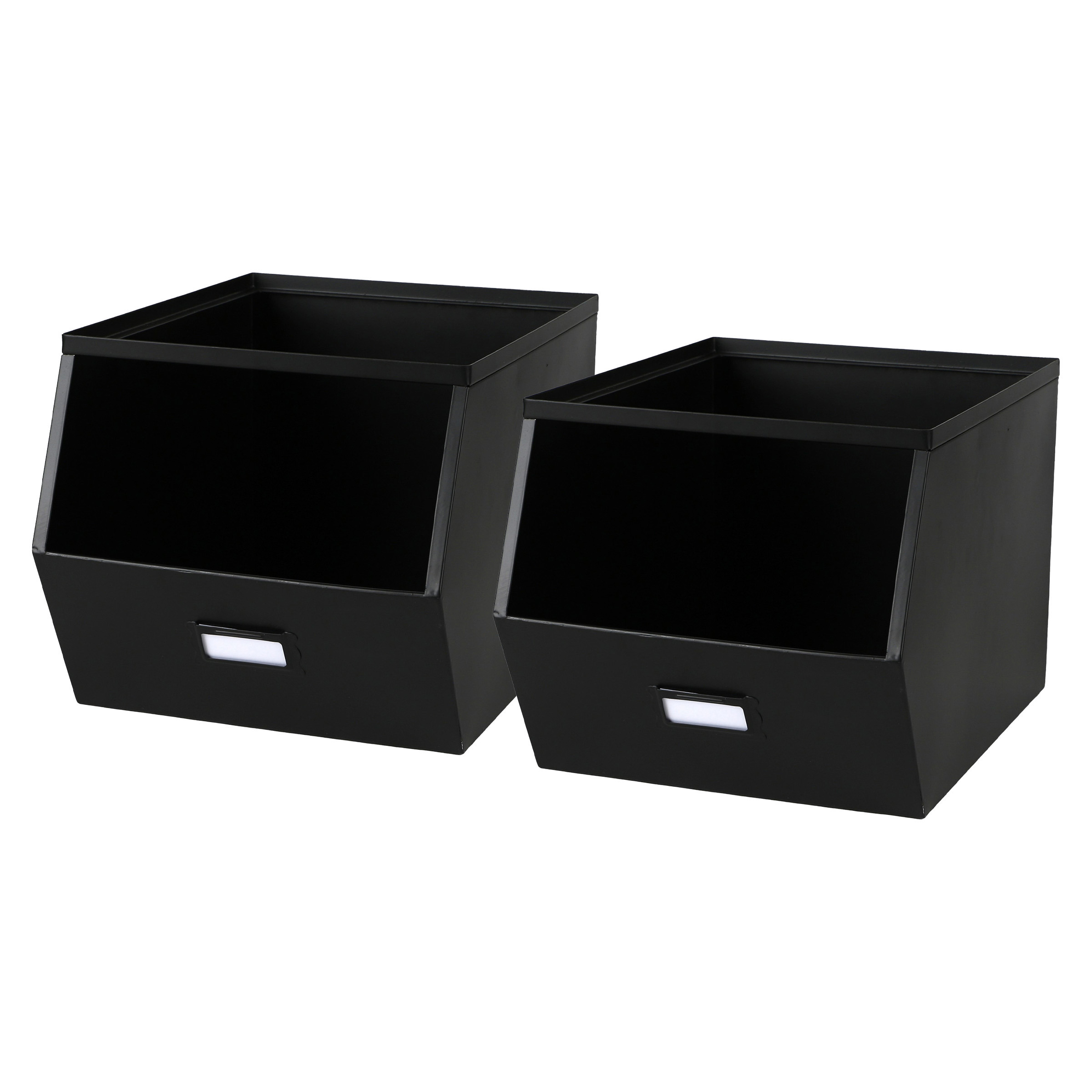 Urban Living Stapelbare opbergmand Open Metal Box - 2x - L23 x B32 x H21 cm - metaal - zwart -