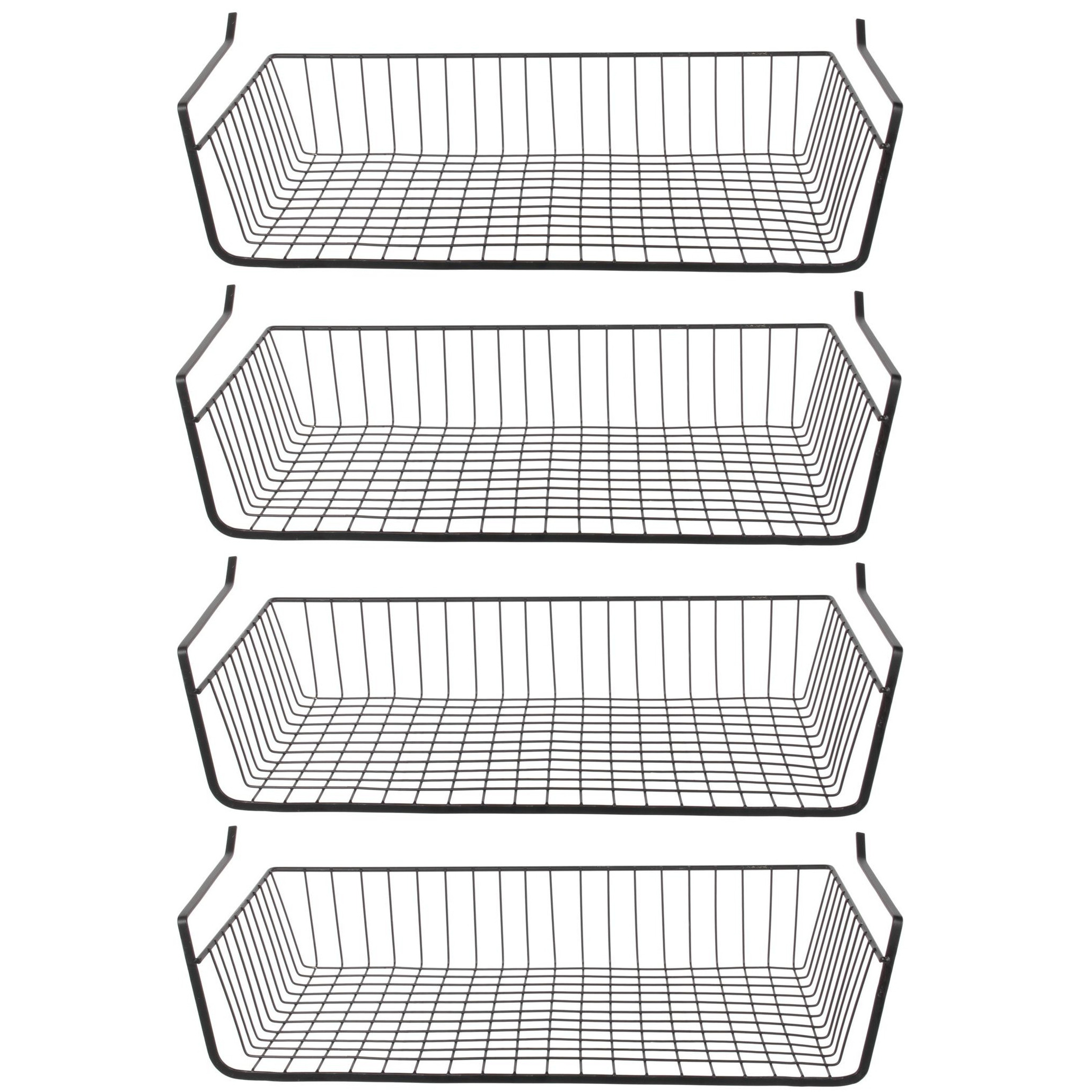 Home Deco Factory Hangmand voor kast - 4x - metaal - 56 x 26 x 14 cm - zwart - kastmandje - opbergers -