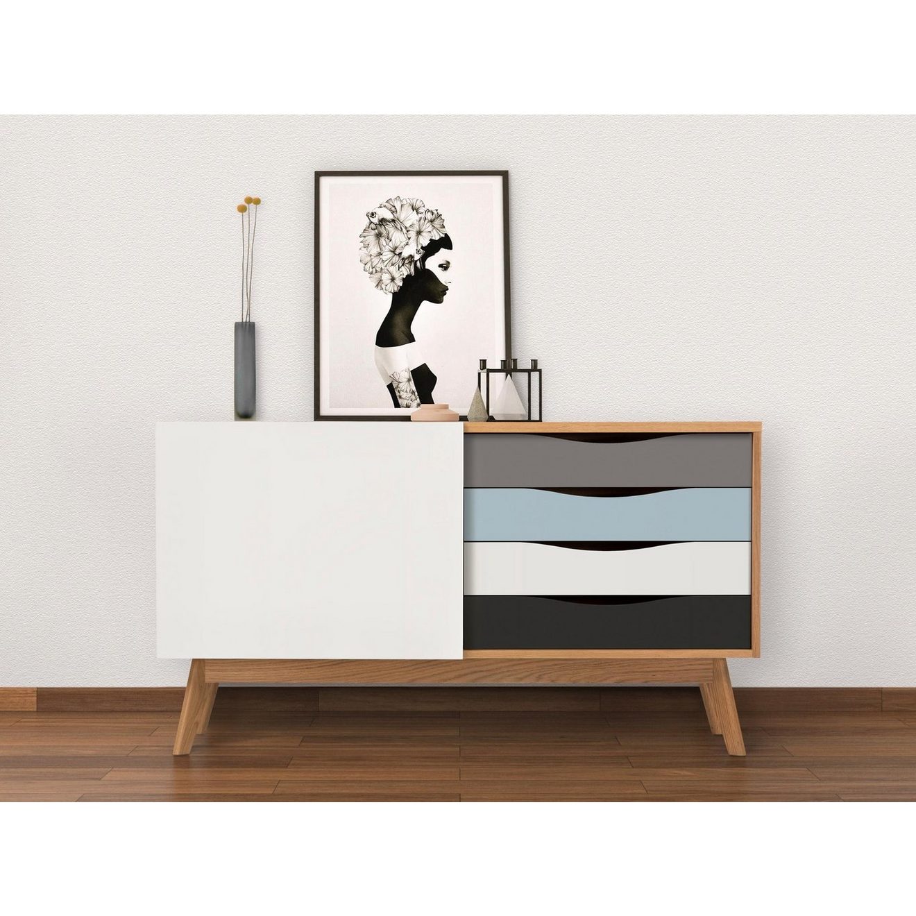 Woodman Dressoir Hilla Commode in trendy Scandinavische look, breedte 130 cm