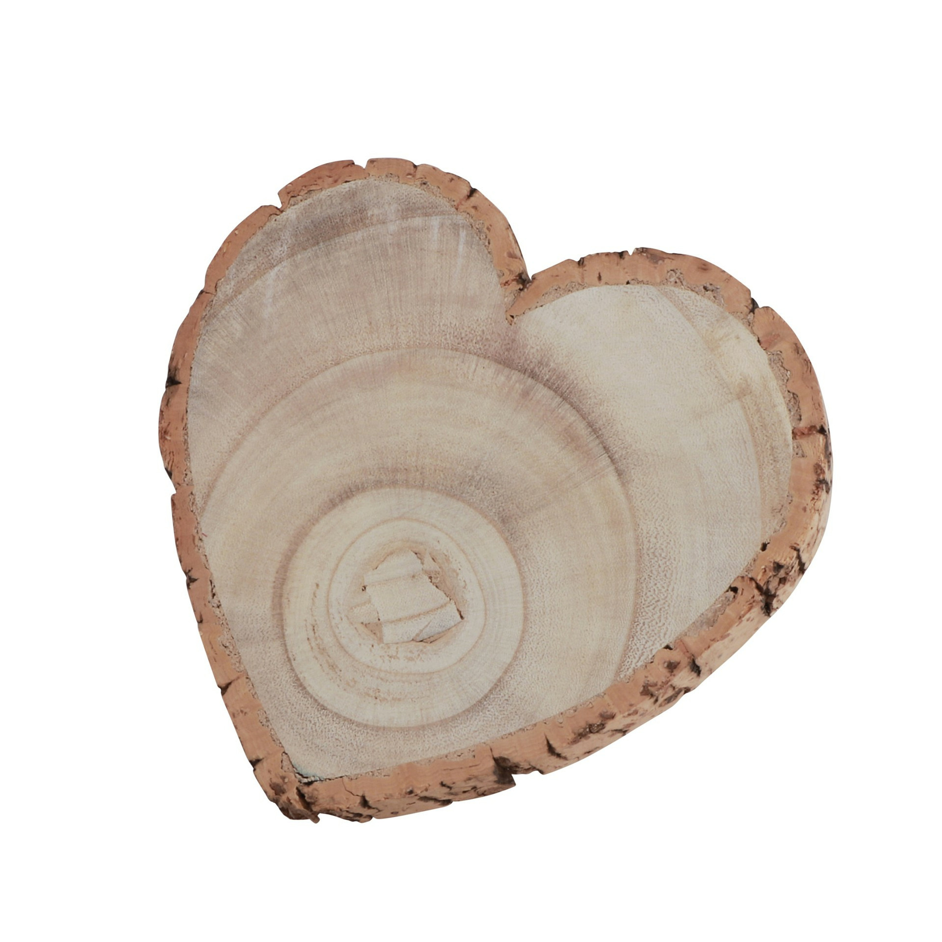 Chaks Kaarsenbord/decoratie dienblad - houten boomschijf - 19 x 3 cm - hartvormig -