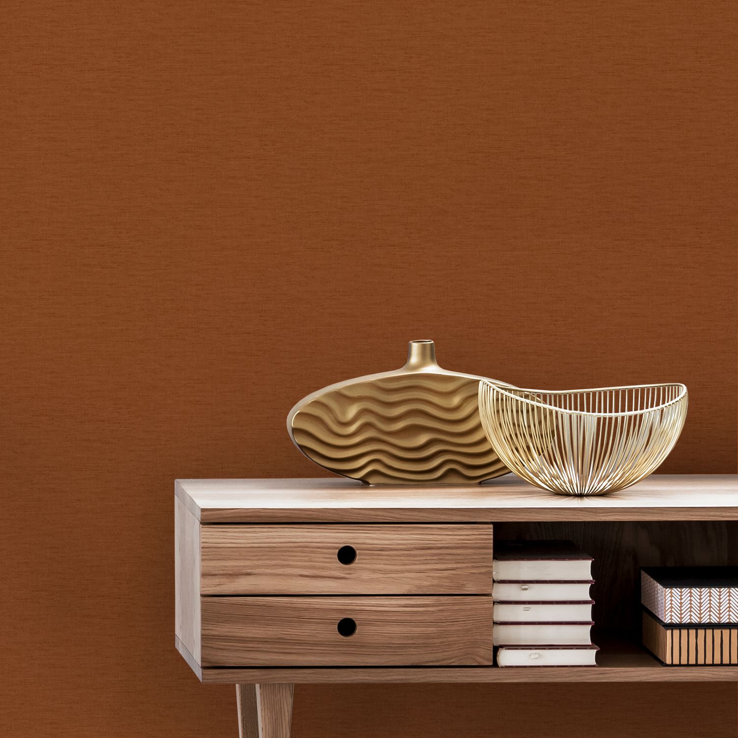 Sublime Vliesbehang Burnt Textile Uni Oranje