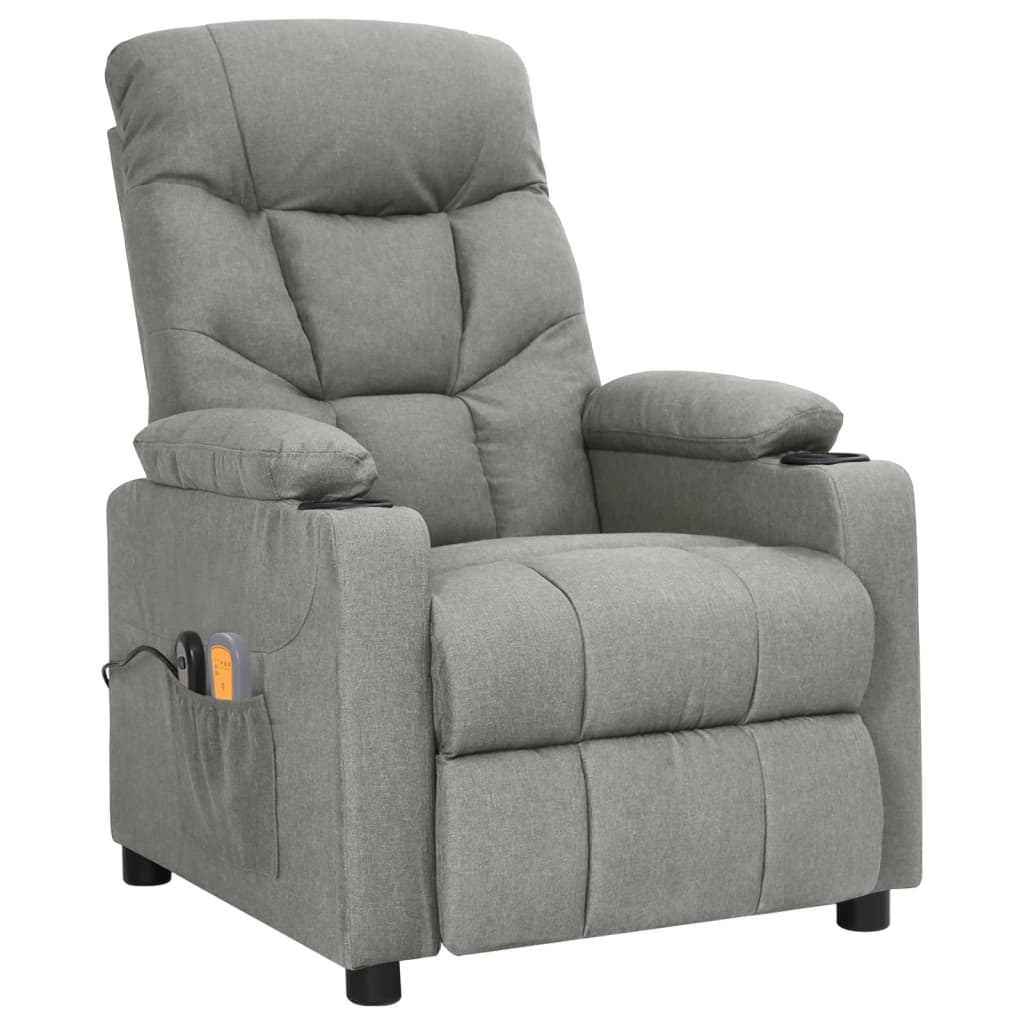 vidaXL Massagestoel elektrisch stof lichtgrijs