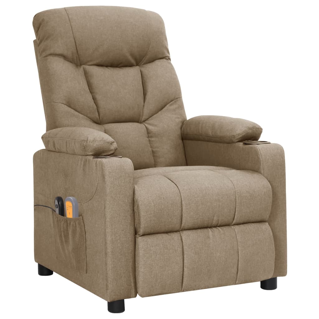 vidaXL Massagestoel elektrisch stof taupe