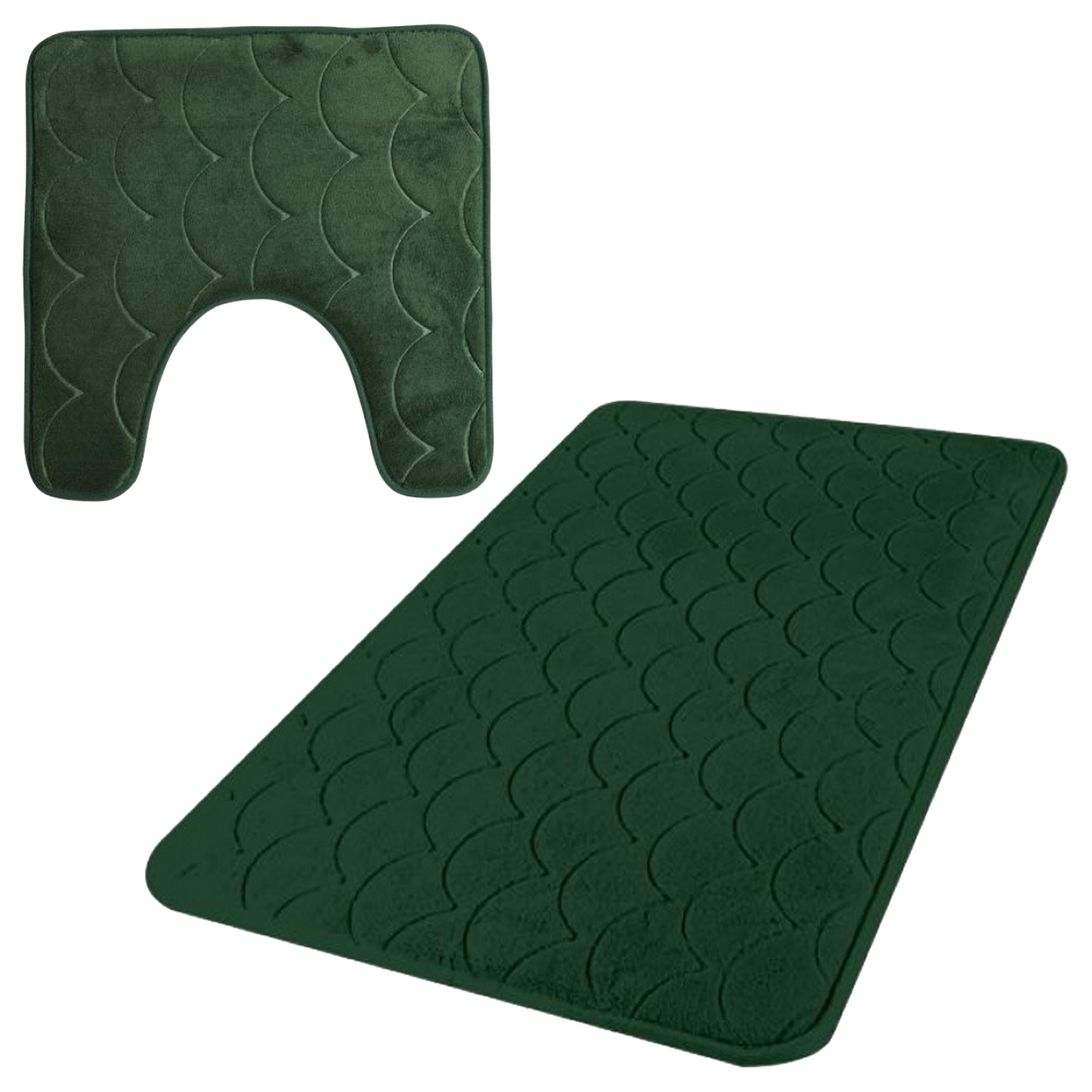 Urban Living badkamer droogloop matjes - set 2x stuks - memory foam - donkergroen -