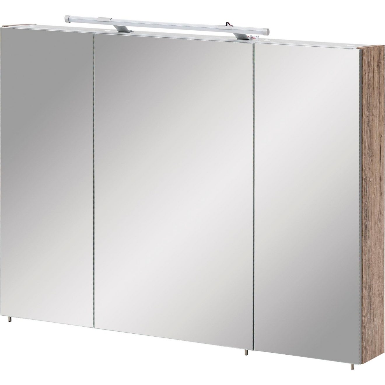 Schildmeyer Spiegelkast Dorina, met in hoogte verstelbare glazen planken Breedte 90 cm, 3-deurs, ledverlichting, schakelaar-/stekkerdoos