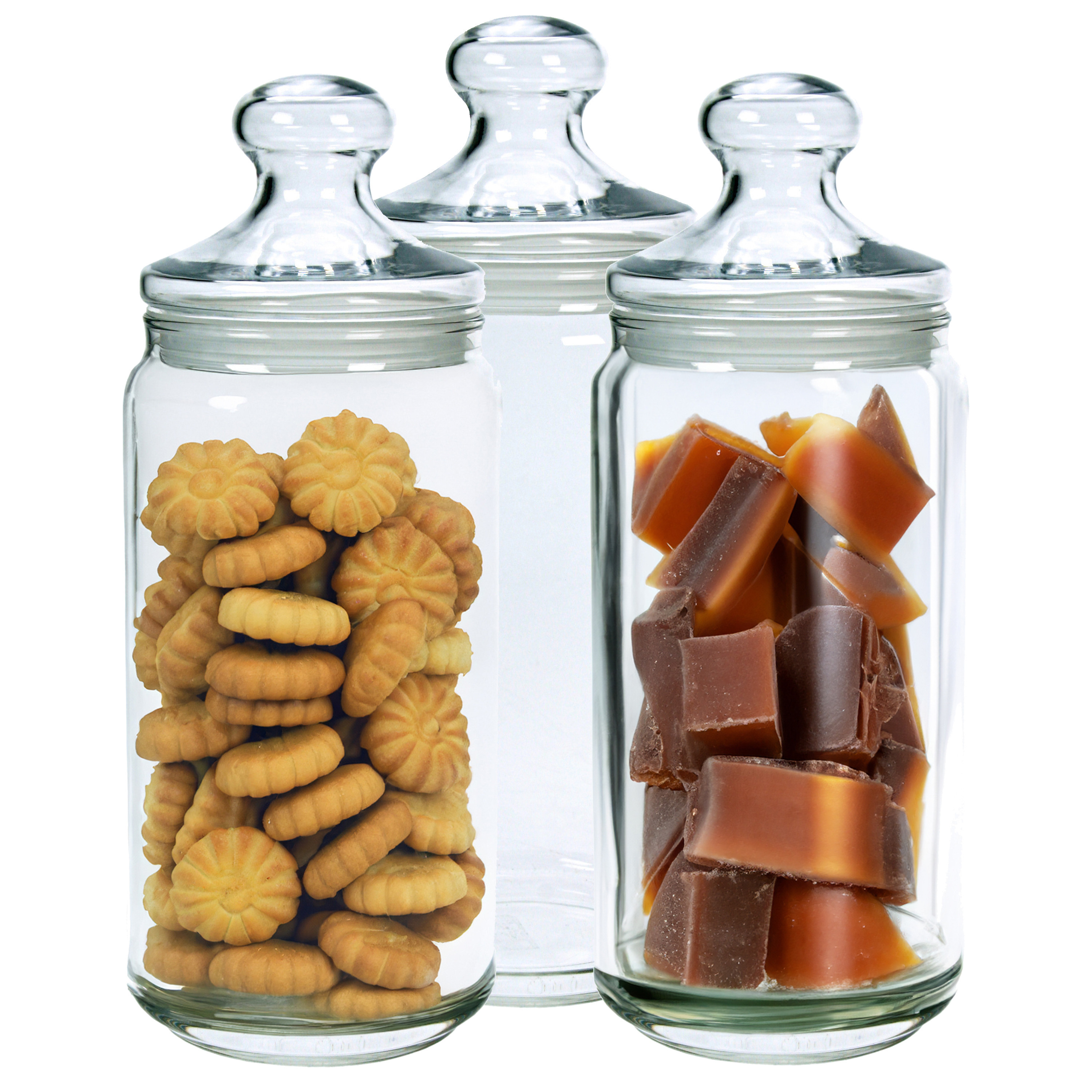 Luminarc Set van 3x stuks voorraadpotten/bewaarpotten 1500 ml glas met glazen deksel -