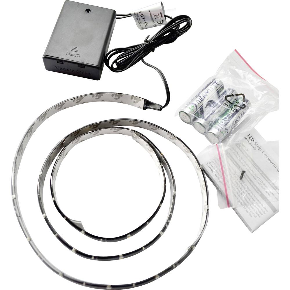 X4-LIFE 701501 LED-strip complete set Met batterijbox 4.5 V 1 m Warmwit 1 stuk(s)