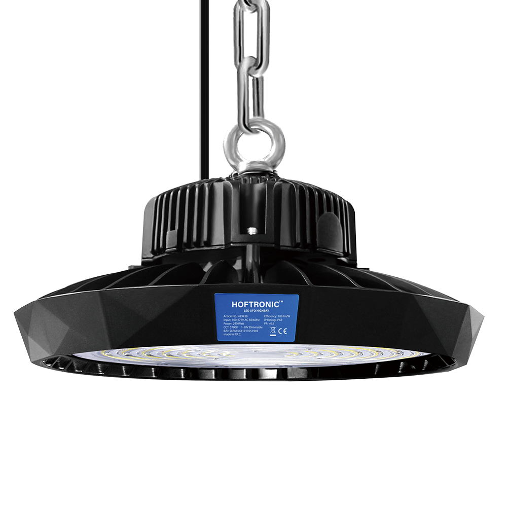 Hoftronic LED High bay Saturn 240W 120° IP65 Dimbaar 5700K 190lm/W  Powered 5 jaar garantie