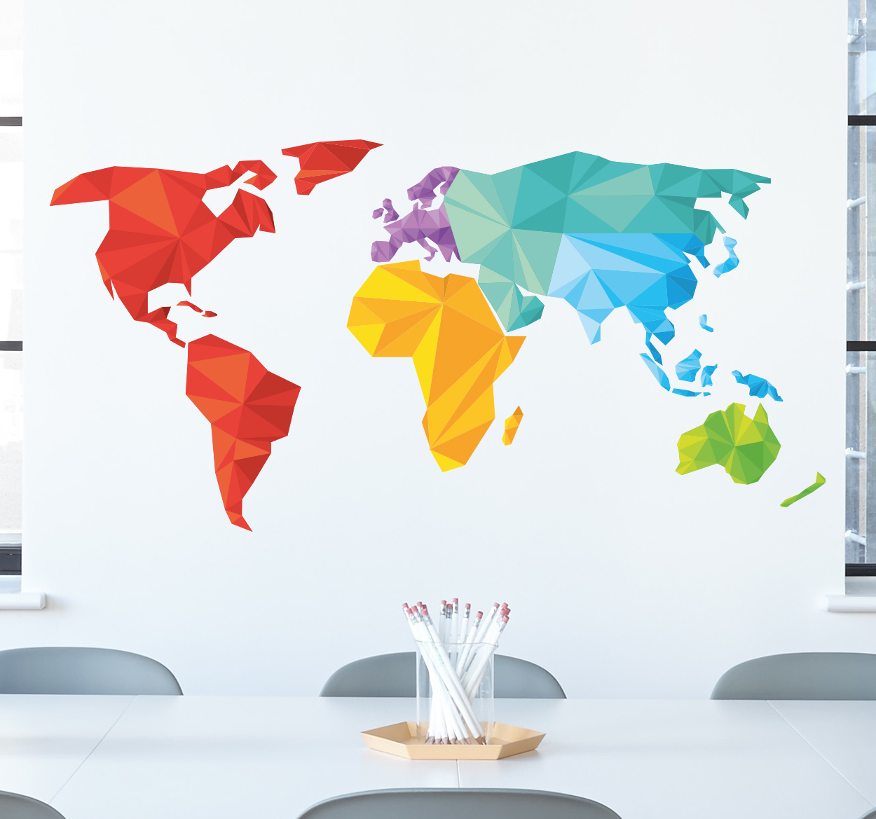 Tenstickers Sticker geometrische wereldkaart