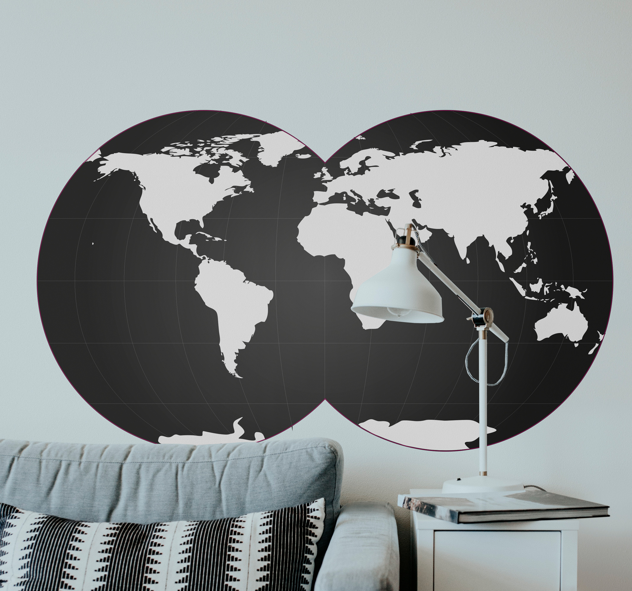 Tenstickers Muursticker Wereldmap