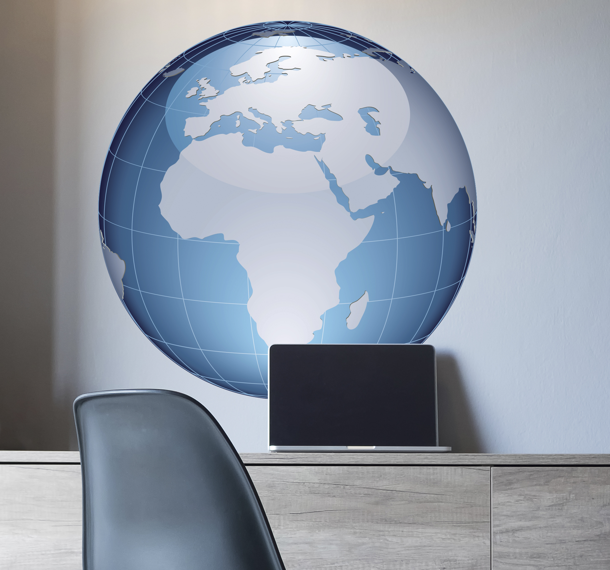 Tenstickers Sticker bol wereld turquoise Afrika