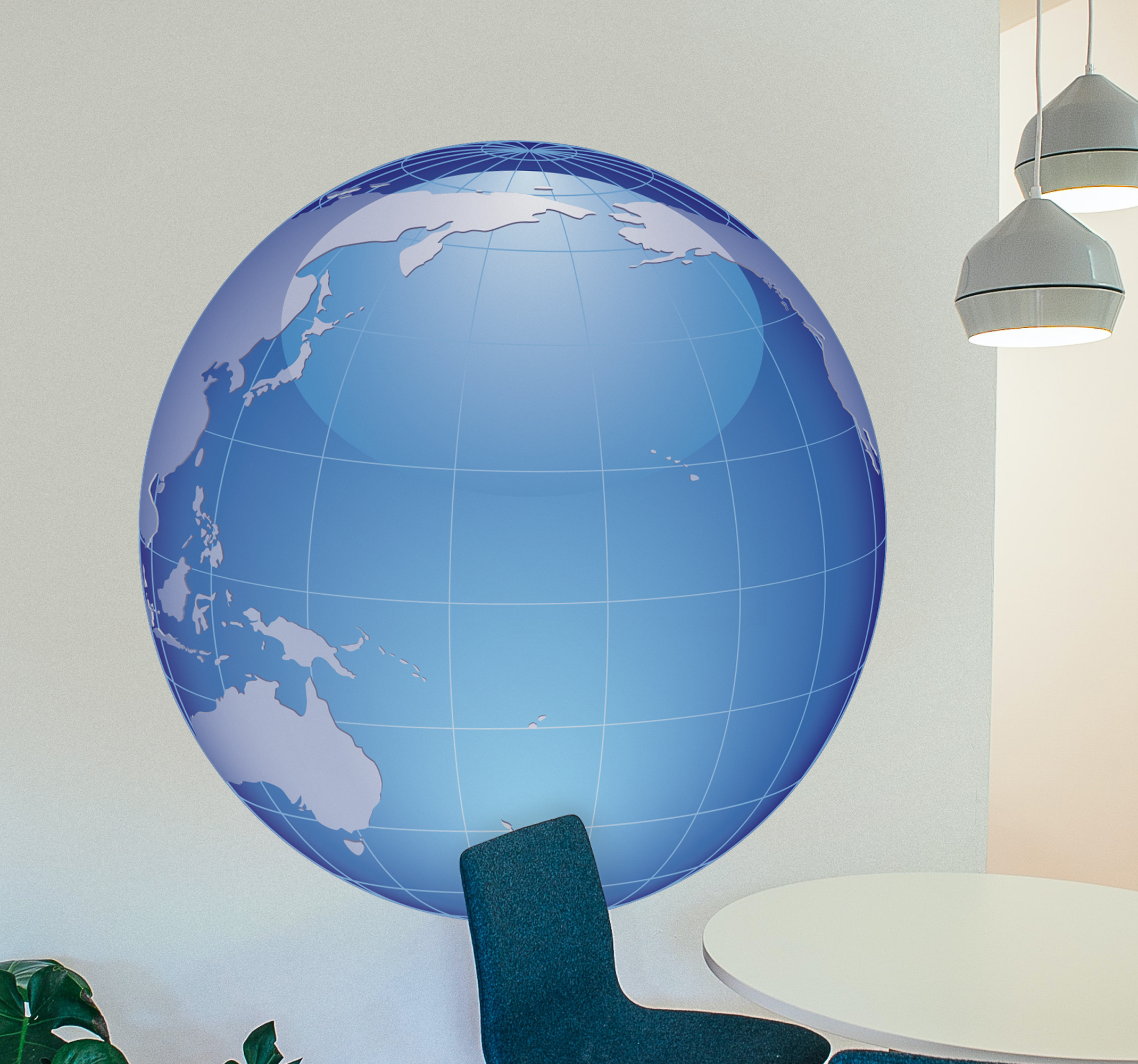 Tenstickers Sticker wereld bol turquoise Grote oceaan