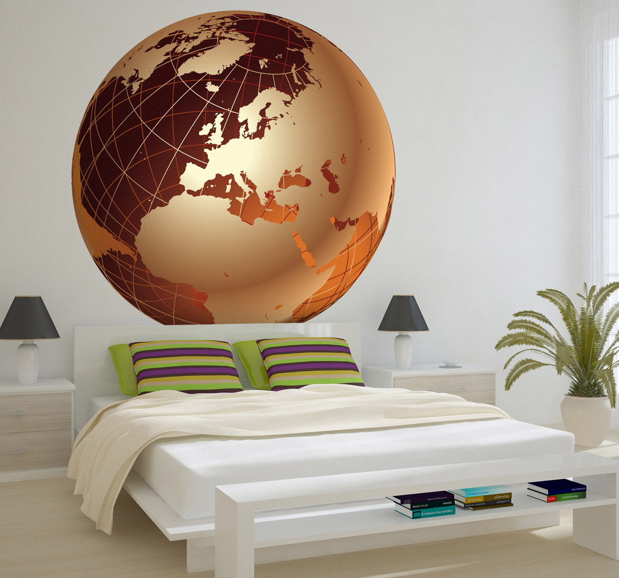 Tenstickers Sticker gouden wereldbol Europa