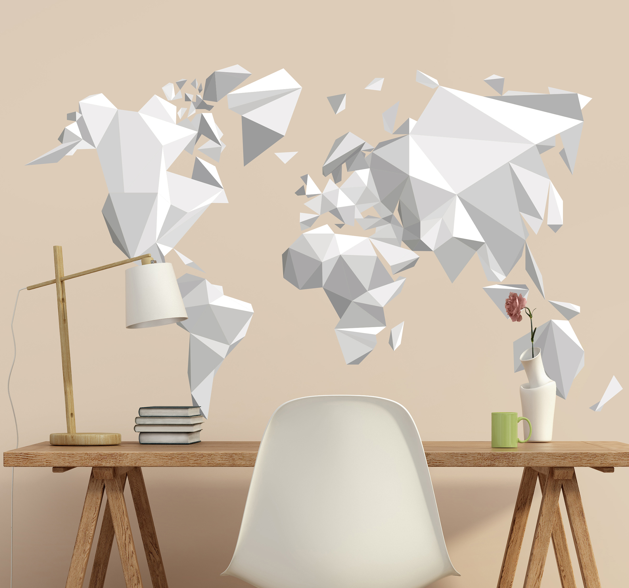 Tenstickers Wereldkaart sticker origami