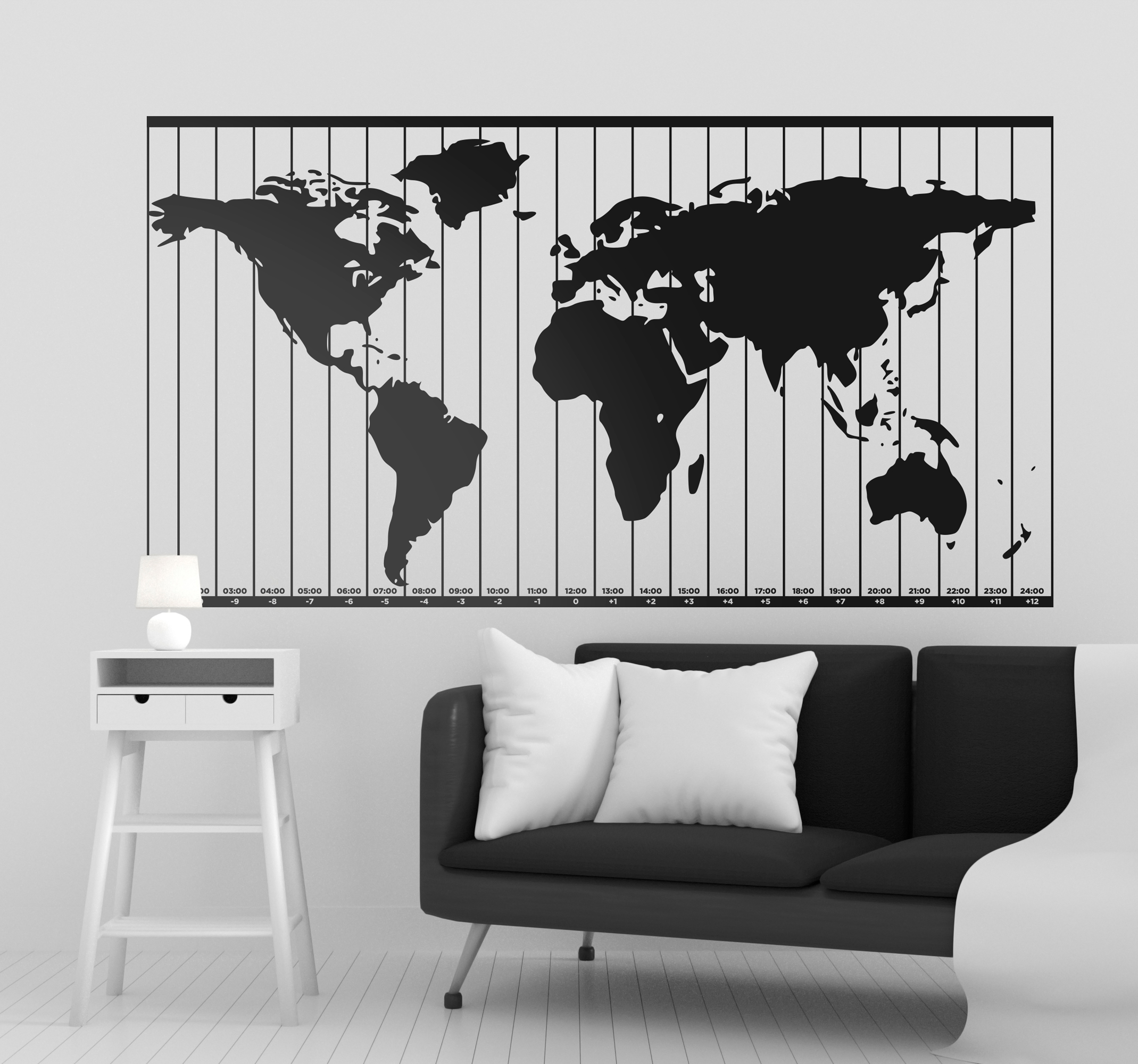 Tenstickers Muursticker wereldkaart woonkamer